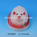 Decorative ceramic animal butter dish with pig shaped lid